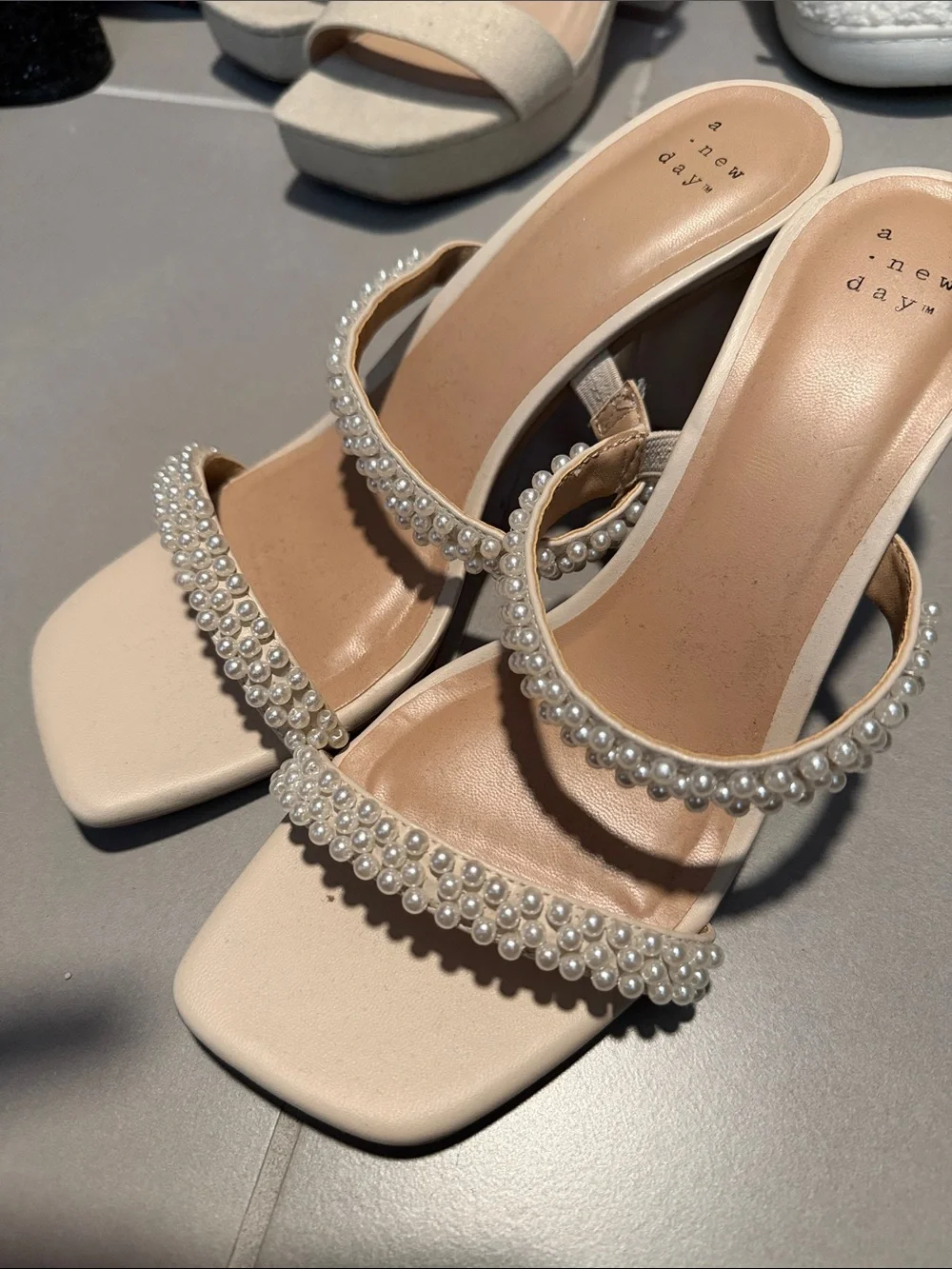a new day Pearl-Trim Cream Heels